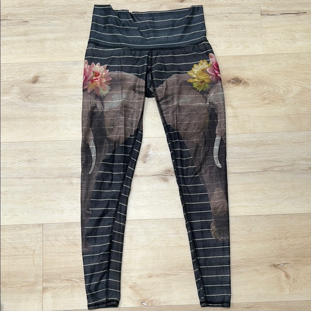Teeki Black and Pink Elephant Leggings